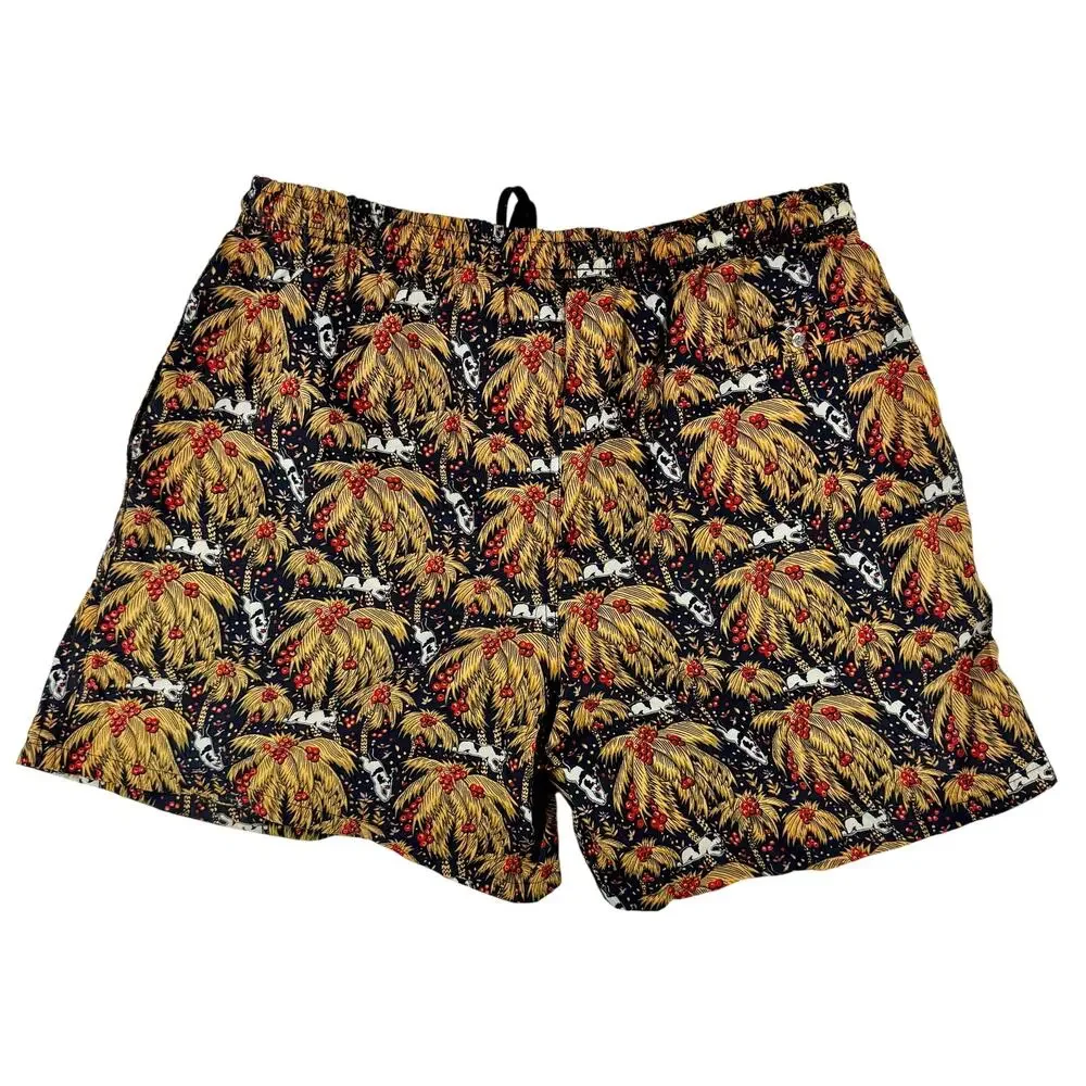 Vintage 90s Big Dogs Men's Large Tropical Palm Tree and Dogs Design Swim Trunks